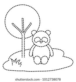 cute and tender bear panda in the jungle character