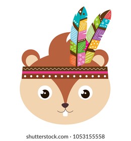 cute and tender chipmunk with feathers hat