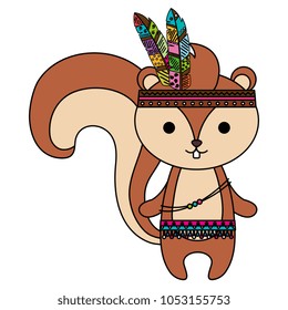 cute and tender chipmunk with feathers hat