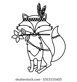 cute and tender fox with feather hat