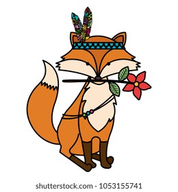 cute and tender fox with feather hat