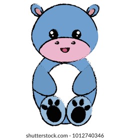 cute and tender hippopotamus character