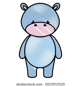 cute and tender hippopotamus character vector illustration design