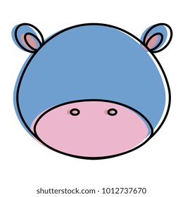 cute and tender hippopotamus head character