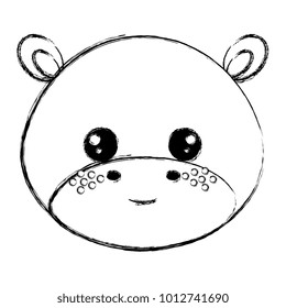 cute and tender hippopotamus head character