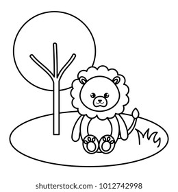 cute and tender lion in the jungle character