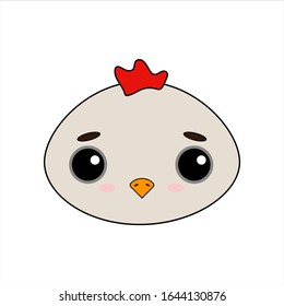 Cute and tender little chicken vector image on white background. Kawaii style sticker, icon, Emoji