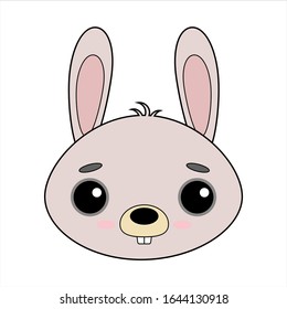 Cute and tender little rabbit vector image on white background. Kawaii style sticker, icon, Emoji