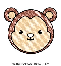 cute and tender monkey character head vector illustration design