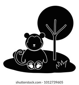 cute and tender monkey in the jungle character