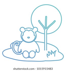 cute and tender monkey in the jungle character vector illustration design