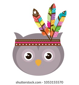 cute and tender owl with feather hat