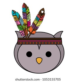 cute and tender owl with feather hat