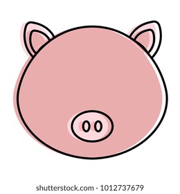 cute and tender pig head character