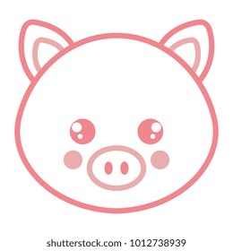 cute and tender pig head character