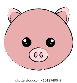 cute and tender pig head character