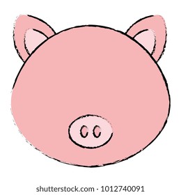 cute and tender pig head character