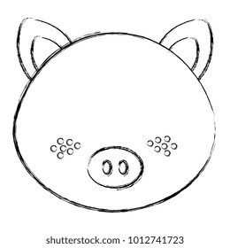 cute and tender pig head character