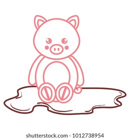 cute and tender pig in the swamp character