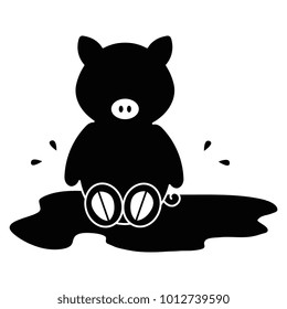 cute and tender pig in the swamp character