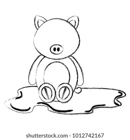 cute and tender pig in the swamp character