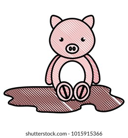 cute and tender pig in the swamp character vector illustration design