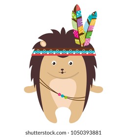 cute and tender Porcupine with feather hat