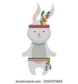 cute and tender rabbit with feather hat