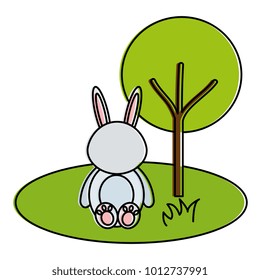 cute and tender rabbit in the park character
