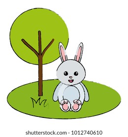 cute and tender rabbit in the park character