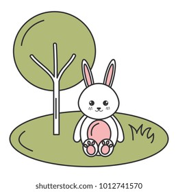 cute and tender rabbit in the park character