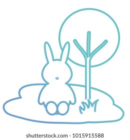 cute and tender rabbit in the park character vector illustration design