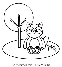 cute and tender raccoon in the camp character