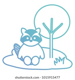 cute and tender raccoon in the camp character vector illustration design