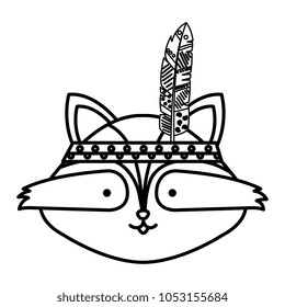 cute and tender raccoon with feathers
