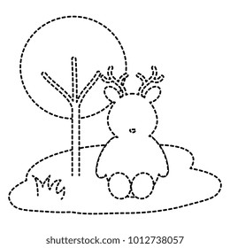 cute and tender reindeer in the jungle character