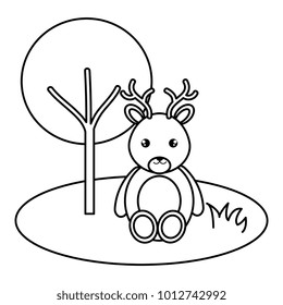 cute and tender reindeer in the jungle character