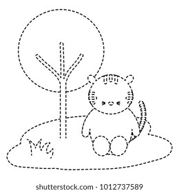 cute and tender tiger in the jungle character