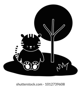 cute and tender tiger in the jungle character
