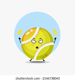Cute tennis ball character is angry