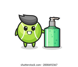 cute tennis cartoon with hand sanitizer , cute style design for t shirt, sticker, logo element