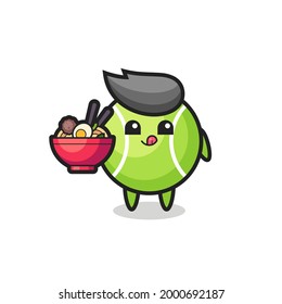 cute tennis character eating noodles , cute style design for t shirt, sticker, logo element