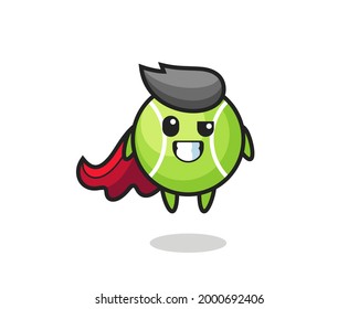 the cute tennis character as a flying superhero , cute style design for t shirt, sticker, logo element