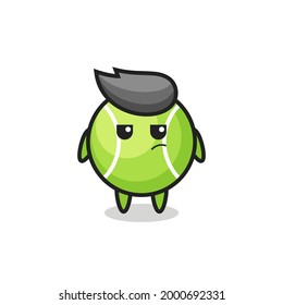 personaje de tenis lindo con expresión sospechosa, diseño de estilo lindo para camiseta, pegatina, elemento logo