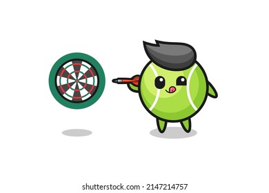cute tennis is playing dart , cute design