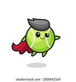 cute tennis superhero character is flying , cute style design for t shirt, sticker, logo element