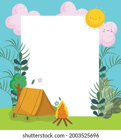 cute tent campfire sky banner