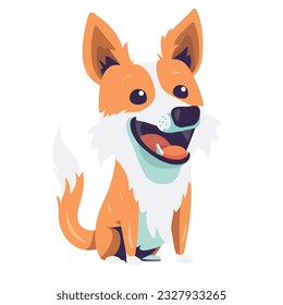 Cute terrier puppy sitting, smiling and playful icon isolated