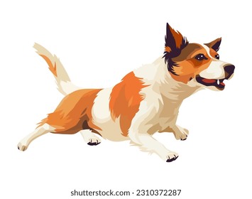 Cute terrier sitting, playing icon isolated
