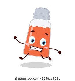 cute terrified running expression of chili powder cartoon character
